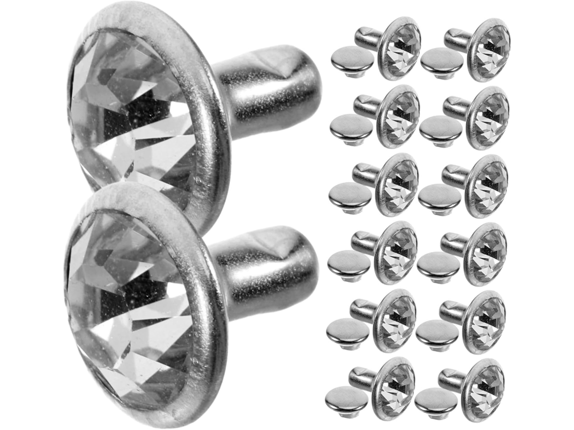 Conjunto De Rebites De Cristal Prateado, Tachas Decorativas De Cobre E Aço Inoxidável.