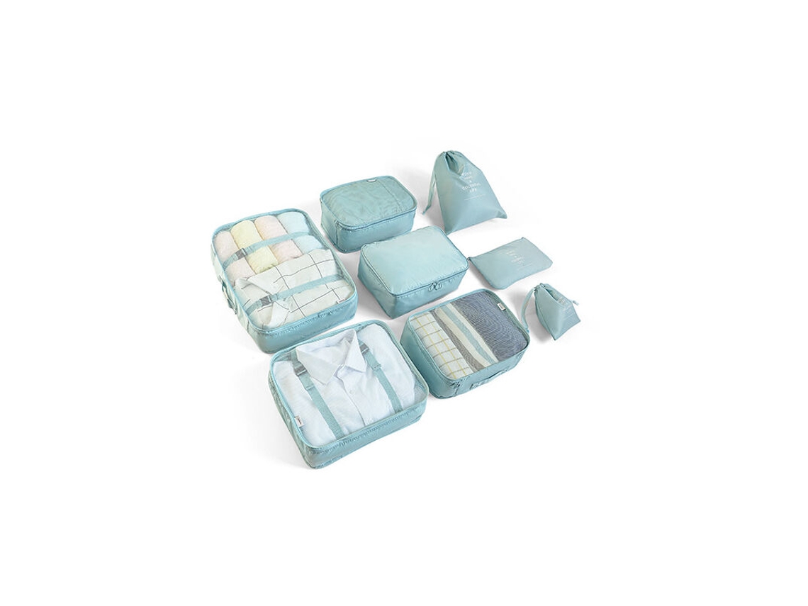 Conjunto De Mala Com 8 Cubos Organizadores Para Embalagem, Bolsa Organizadora Para Roupas, Sapatos E Cosméticos Aquaforge