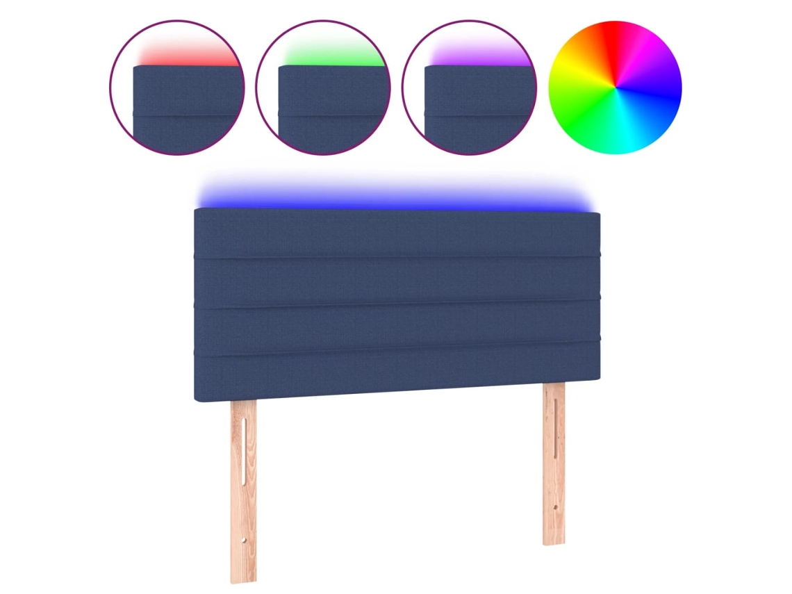 Cabeceira de cama MAISON EXCLUSIVE com luzes LED em tecido azul (80x5x78 cm)