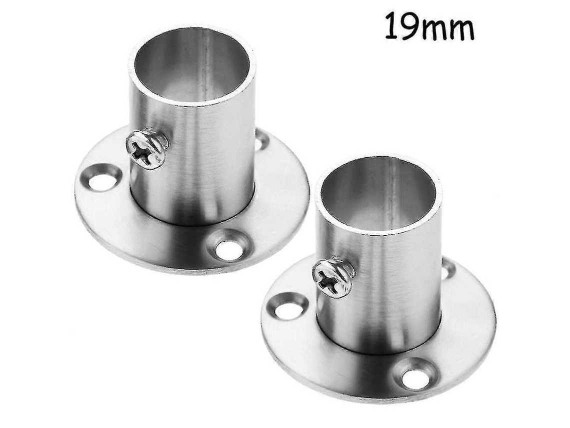 2 Portabarras De Acero Inoxidable Para Tubo Con Brida Y Tornillos Ajustables Para Balcón, Baño, Dormitorio, Cocina 19mm