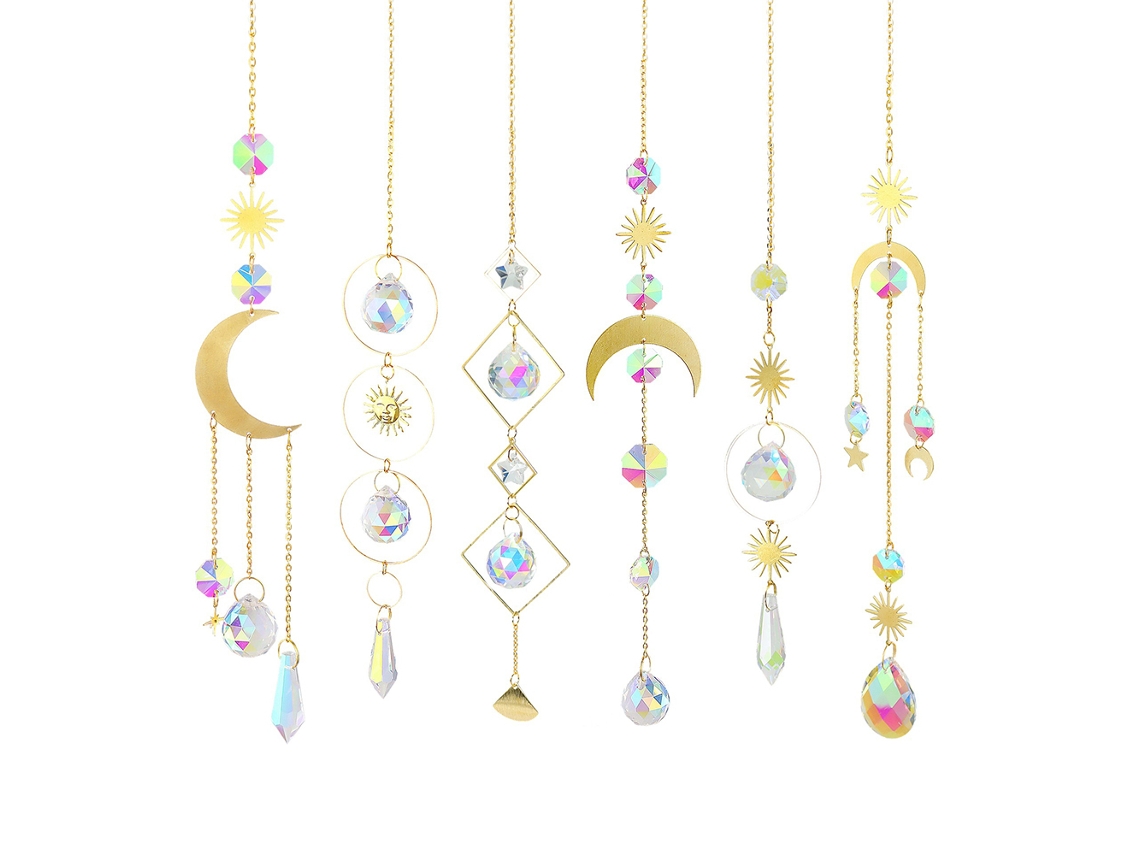 Cristal De Suncatcher Pela Para Janela Interior, Curagem Dobrilho De Cristal Docilling Pende