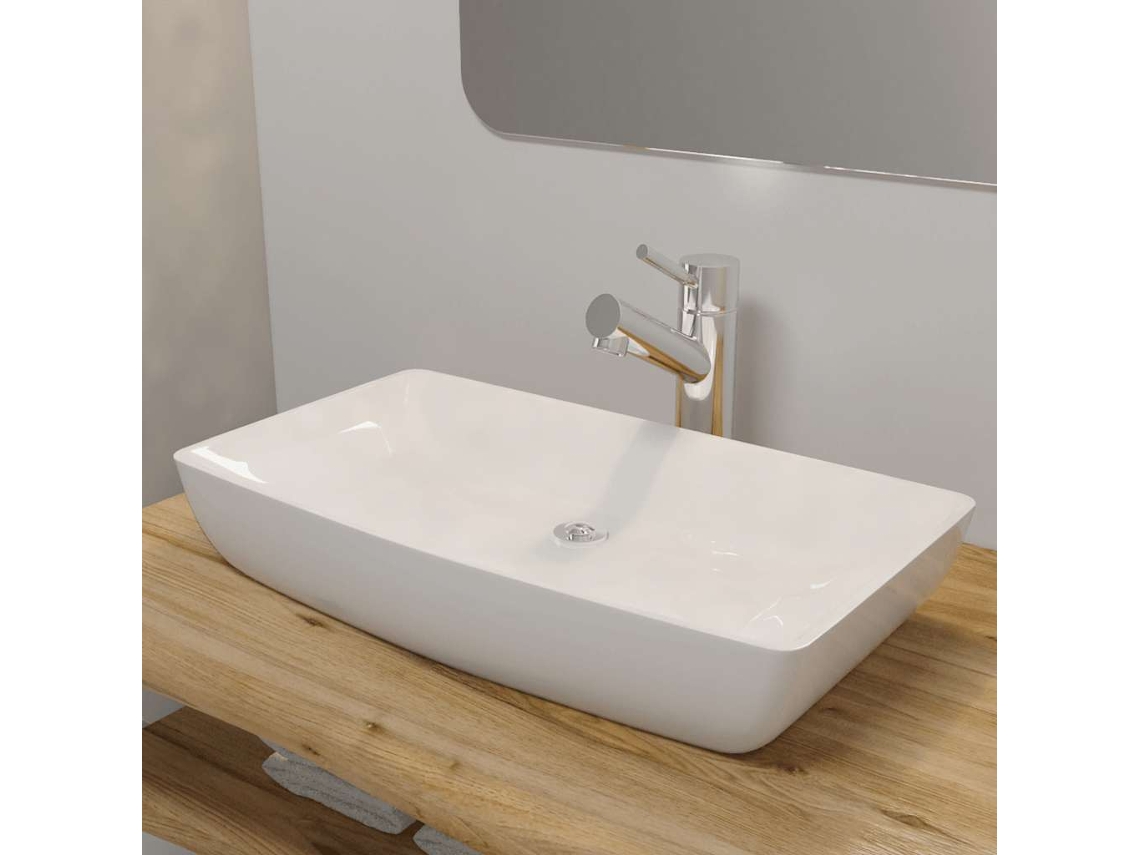 Cuvete Cerâmica De Luxo Retangular Branca 71 X 39 Cm