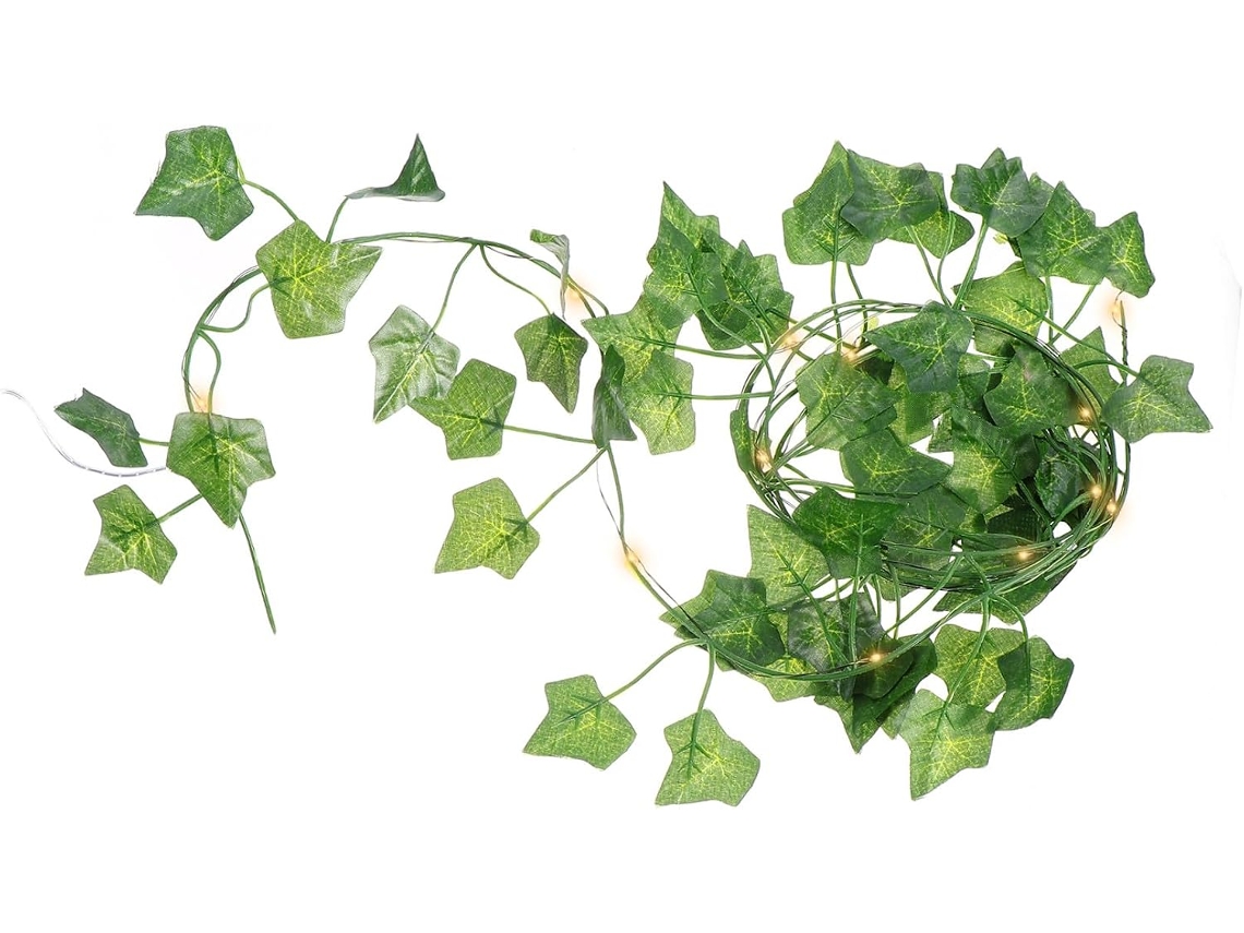 Guirlanda Artificial De Folhas Verdes Com Led