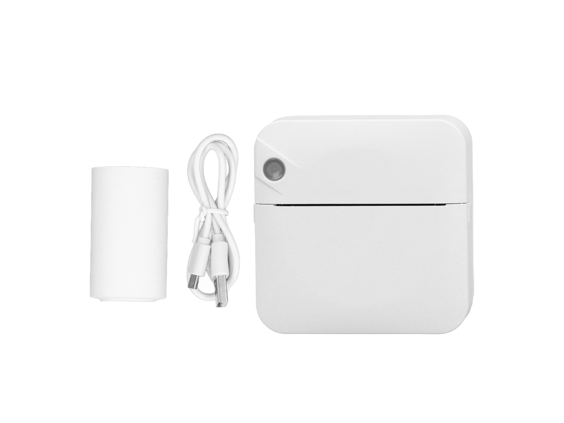 Impressora Térmica Bluetooth Mini Portátil 200dpi 1000mah Recarregável Sem Tinta Com 1 Rollo De Papel Branco