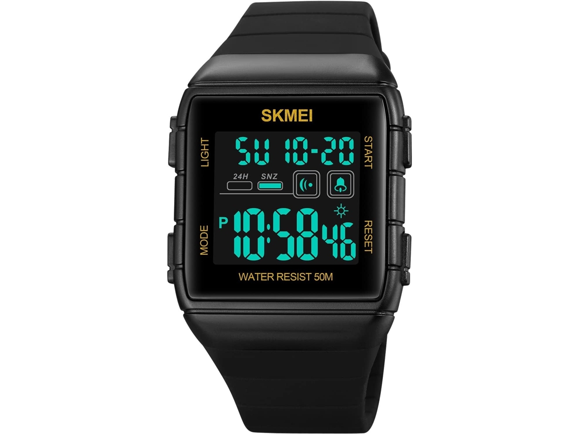 Lurelia Relógio Digital Feminino, Led, Cronómetro, Alarme, Data/calendário, 12/24h, Luminoso, Silicone, Resistente À Água, Preto