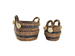 Jogo de Cestas DKD HOME DECOR Colonial Fibra (31x31x33 cm)
