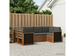 Vidaxl Conjunto De Sofás Para Exterior 5 Unid. Natural E Antracite
