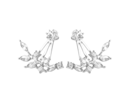 Brincos De Ouro Modelo Folha Com Cristal