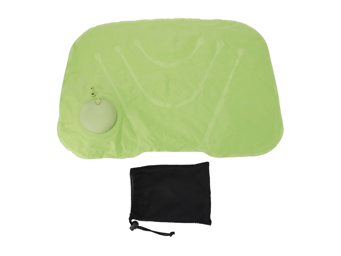 Almofada lombar inflável para cadeira de escritório e viagens, suporte confortável para as costas, verde.