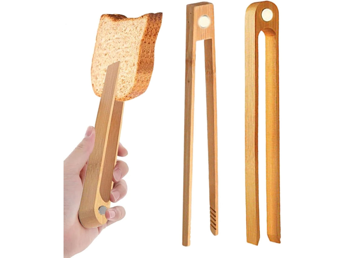 Pinça De Cozinha Longa Para Grelhar 35cm Com Ímã 2 Peças Acessórios Madeira Cozinhar Em Camping, Buffet, Churrasco