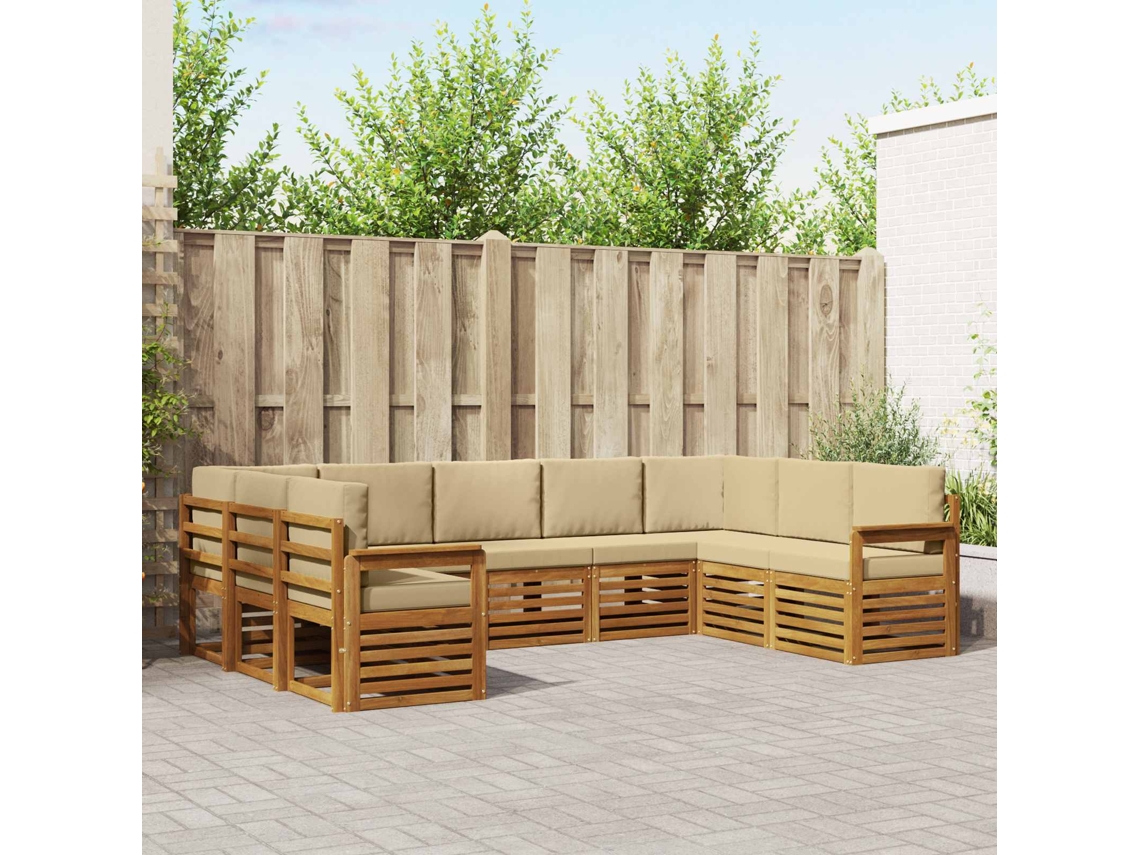 Vidaxl Conjunto De Sofás Para Exterior 9 Unid. Natural E Bege