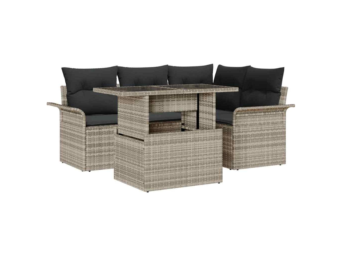 Vidaxl Conjunto De Sofá De Jardim 5 Unid. Cinzento-claro