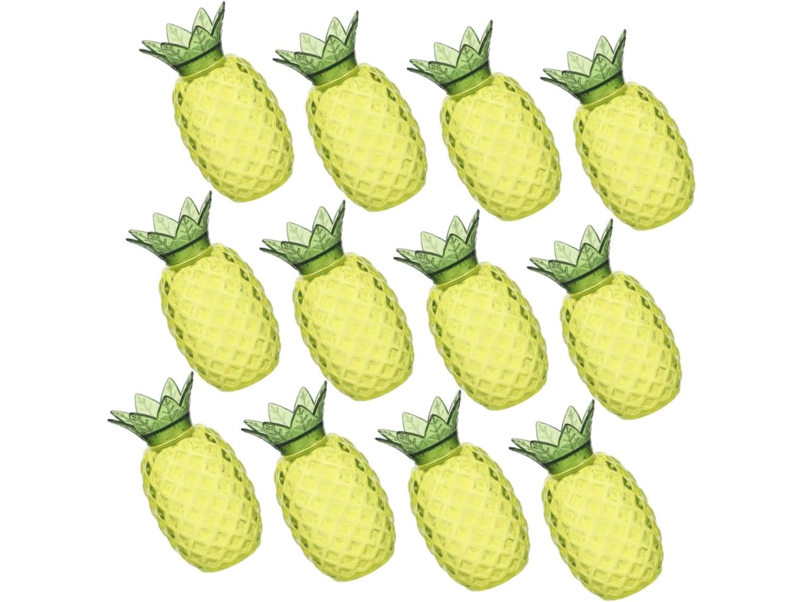 Conjunto De 12 Caixas Plásticas Para Doces Com Estampa Abacaxi Havaiano Da Kichvoe, Ideais Para Eventos E Lembrancinhas