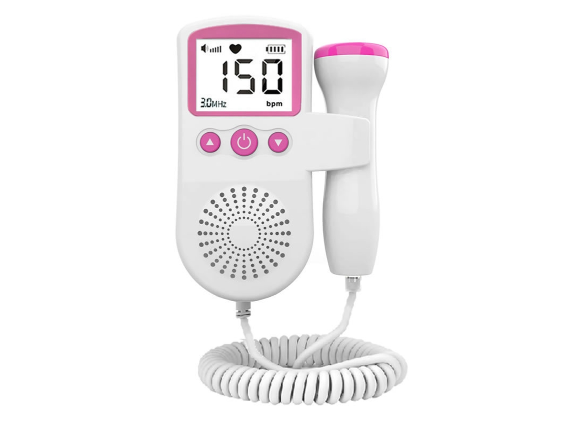 Monitor Fetal Doppler Rosa Detector Batimento Cardíaco Bebê Casa Tela Digital Alta Precisão Portátil Fácil Operação