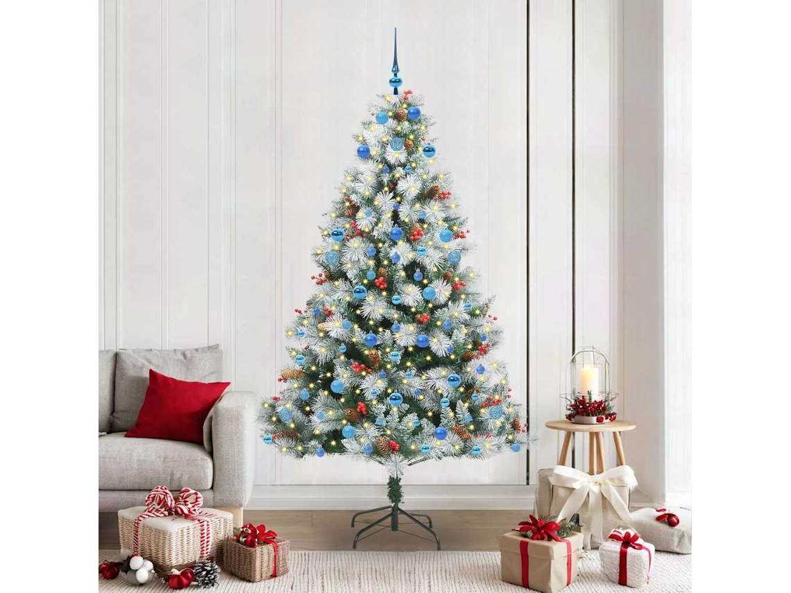 Vidaxl Árvore De Natal Artificial Verde E Branco 210 Cm