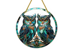 Laxiscreed Yk6009 Quadro Decorativo Com Duas Corujas, 20x20cm, Impressão Dupla Para Decoração Elegante