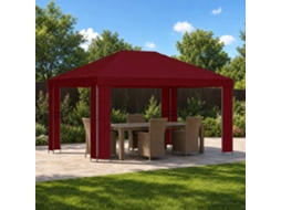 Vidaxl Gazebo 4 × 3 M Borgonha Poliéster E Aço 190 Gsm