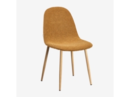 Sklum Pack De 4 Cadeiras De Jantar Glamm Poliéster     Madeira Natural                  Bouclé Amarelo Mel                               Bouclé
