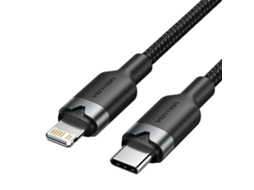Cabo USB Tipo C Lightning Vention Lalbf - USB Tipo C Macho - Lightning Macho - 27 W - 480 Mbps - 1 m - Preto