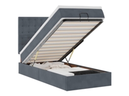 Estrutura Cama Otomana com Colchões Veludo Cinzento Escuro MAISON EXCLUSIVE (80x200 cm)