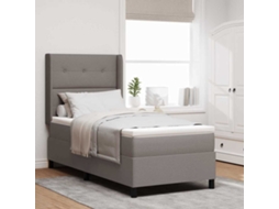 Vidaxl Cama Box Spring Led Cinzento-acastanhado 90 X 200 Cm Tecido