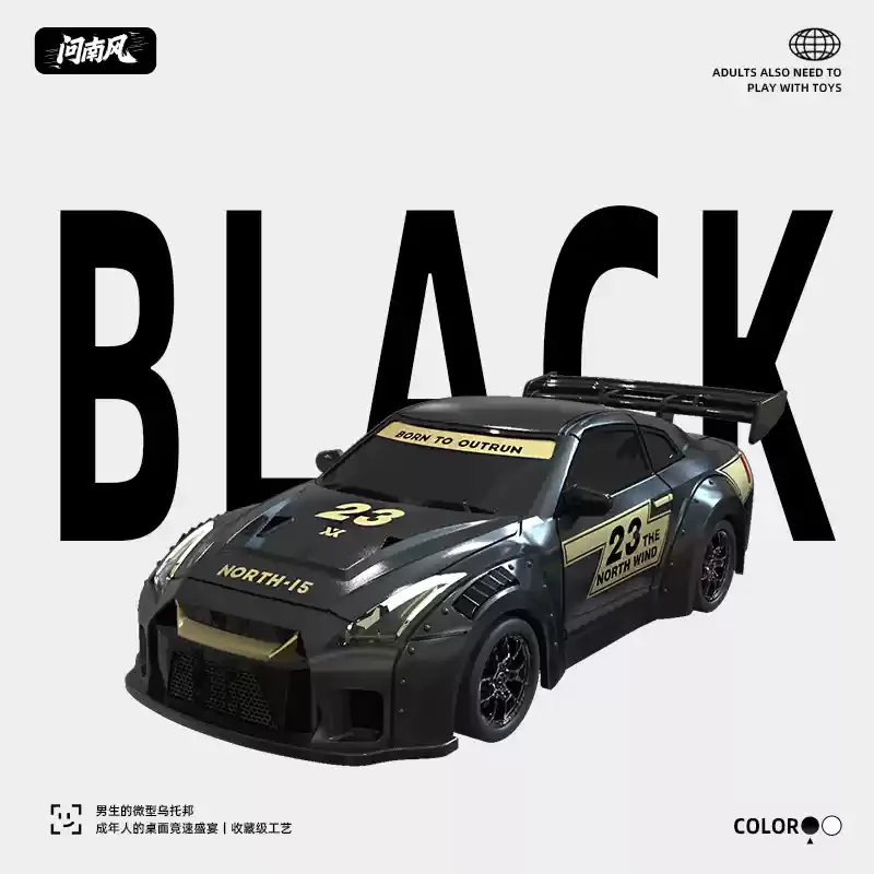 Carro de Drift com Controle Remoto na Escala 1:43, Alto Desempenho, Giroscópio de Alta Sensibilidade Integrado MDUG (preto)