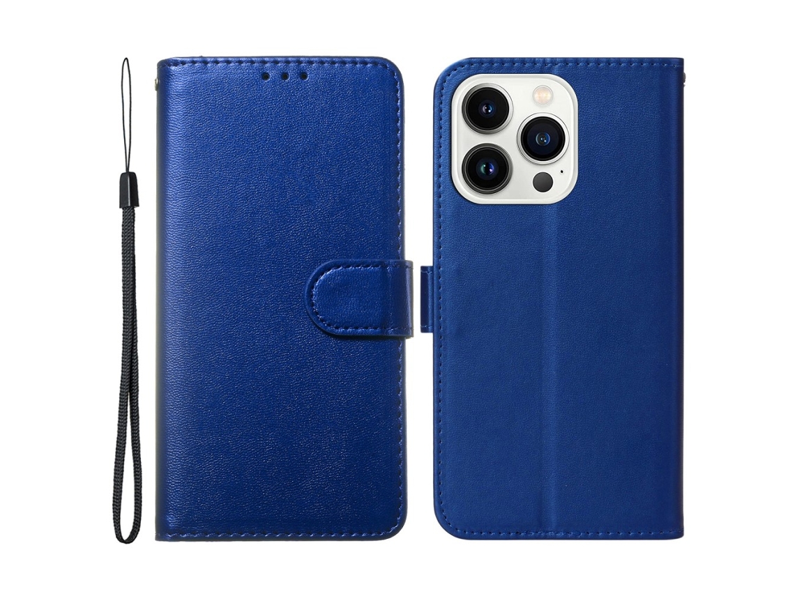Capa Quedas Para Iphone 15 Pro Max Pele Sintética Azul