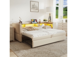 Cama Extensível 90/180x190 Led Usb c Sofá cama Bege