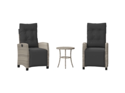 Conjunto Bistrô 3 Pcs com Almofadões Vime Pe Cinzento Claro MAISON EXCLUSIVE (3 pcs)