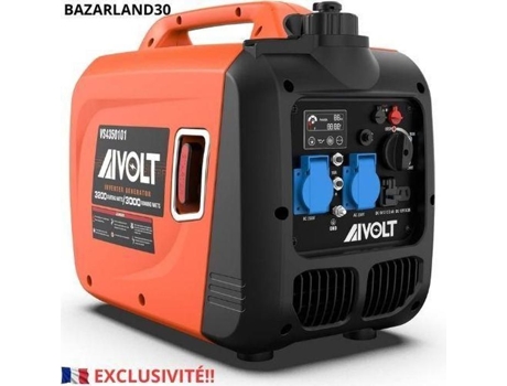 Bazarland30. Grupo Gerador A Gasolina 3200w Gerador Inversor Silencioso Com 2 Tomadas Ac 230v, Dc 12v E 2 Usb Tipo A