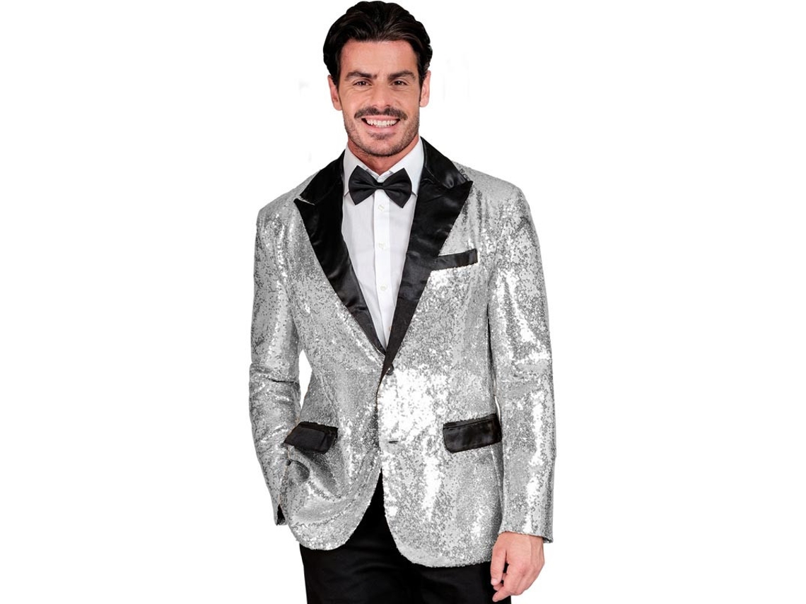 Casaco de festa prateado e preto para homem