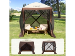 Tenda Pop-Up VEVOR Gazebo com Tela Pop-Up Abrigo Solar com Dossel de 4 Lados Marrom