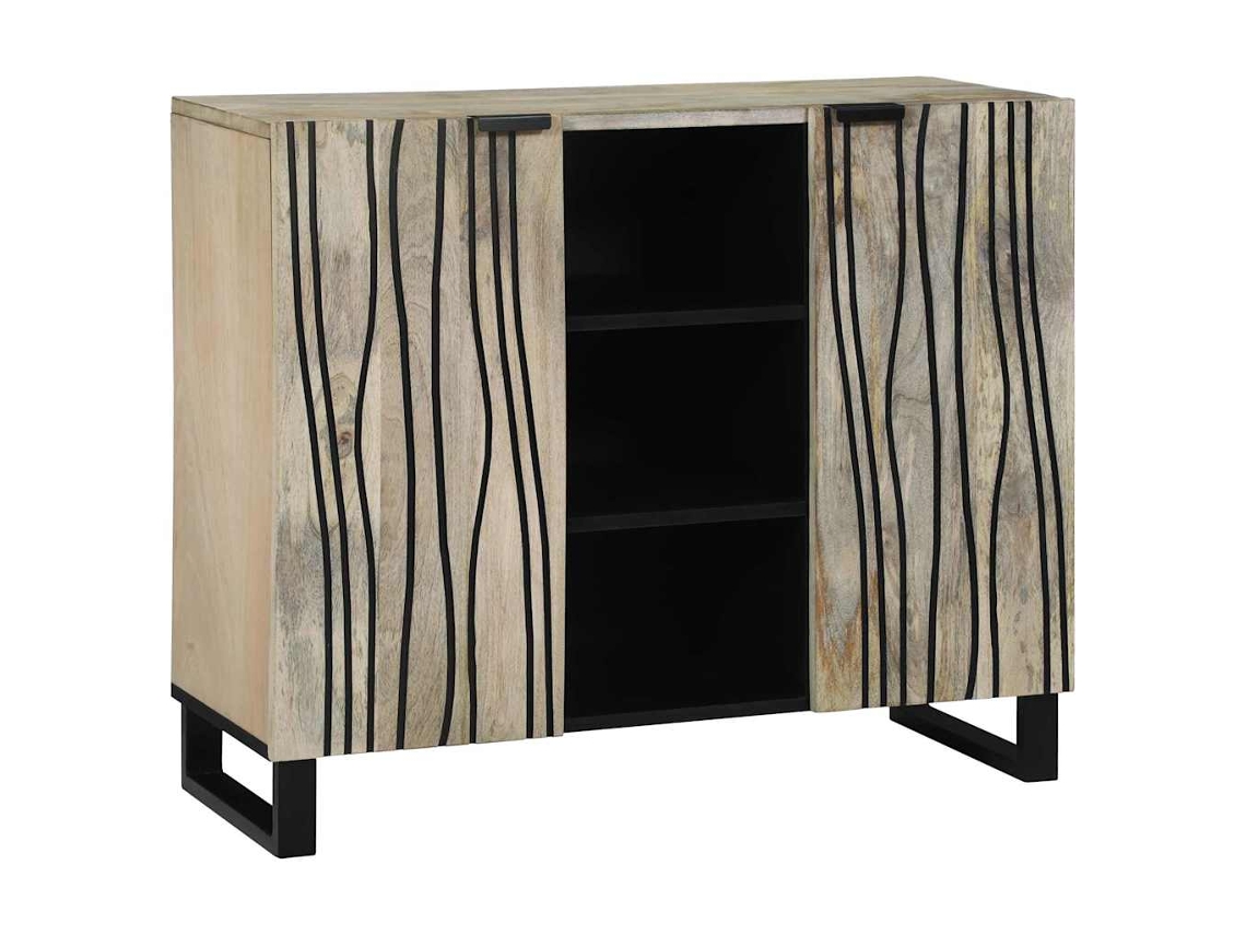 Vidaxl Buffet Branco 90 X 33 X 75 Cm Madeira De Mangueira Maciça
