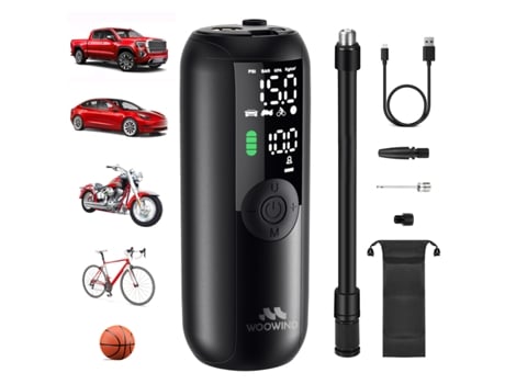 Compressor De Ar Portátil Woowind Lp1 150psi Inflador De Pneus De Automóvel Eecarregável Usb C, Insuflador Elétrico Para Moto/bicicleta/bolas, Bomba