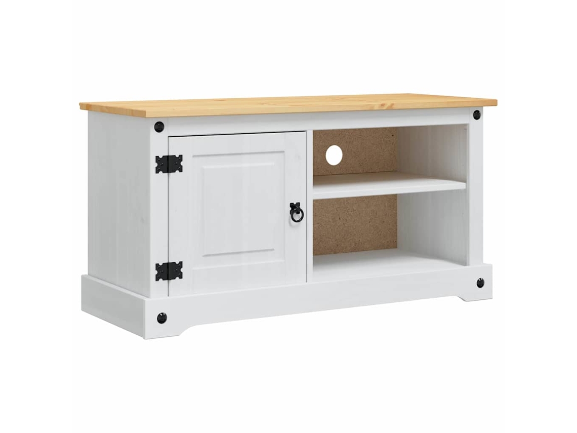 Conjunto 1 Gabinete De Tv Moderno Vidaxl Branco Madeira De Pinho Maciça (100 X 40 X 52 Cm)