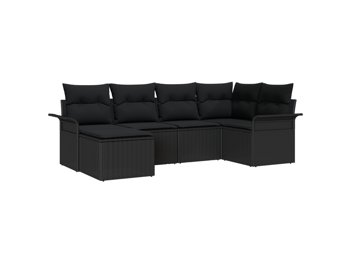 Conjunto 6 Conjunto De Móveis Para Exterior Vidaxl Preto Vime Pe (242,5 X 132,5 X 85 Cm)
