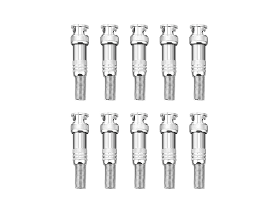 Aetheria 10 Conectores Macho Bnc com Mola para Cabo Coaxial Rg59 Câmera Cctv Screw Type
