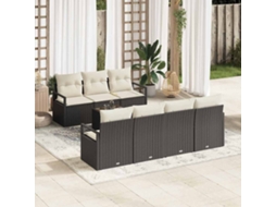 Vidaxl Conjunto De Sofás 8 Unid. 7-número De Lugares Preto E Creme