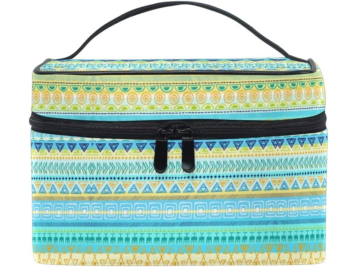Bolsa Organizadora de Cosméticos com Arte Étnica Abstrata Zíper | S/MARCA