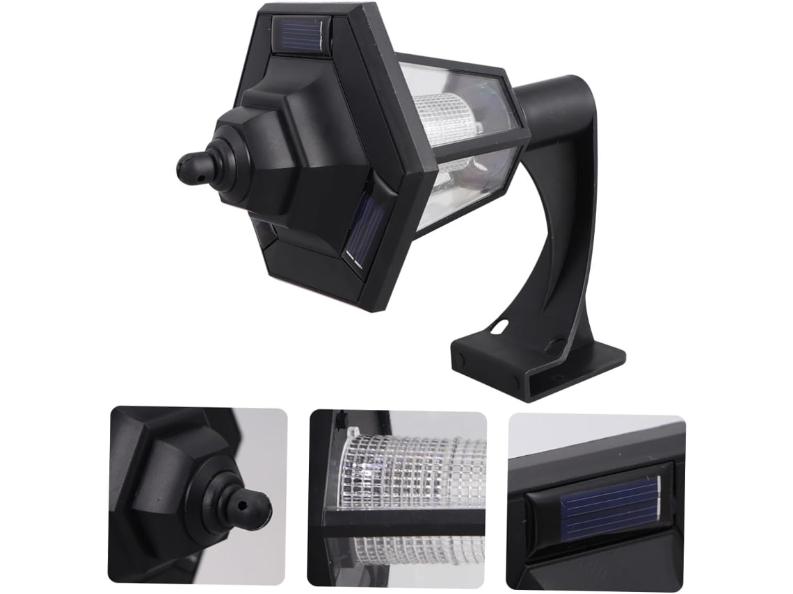 Conjunto de 2 Luminárias Solares de Parede Hexagonais Vintage para Iluminação Externa de Jardim e Pátio, Pretas. SFUSHOS