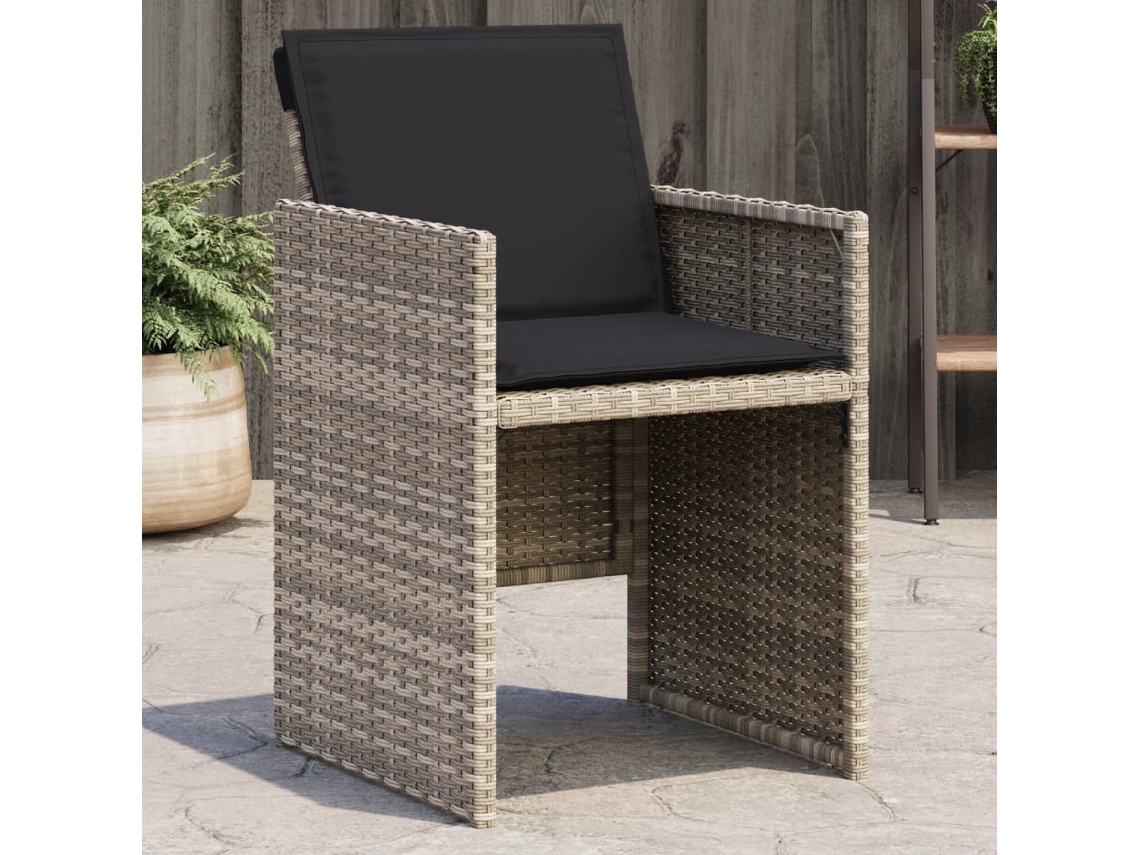 Vidaxl Cadeiras De Jardim Com Almofadões 4 Pcs Vime Pe Cinzento-claro