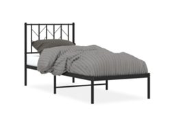 Estrutura de Cama Metal Sem Colchão com Cabeceira Preto MAISON EXCLUSIVE 75x190 cm