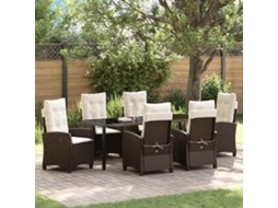 Vidaxl Conjunto De Jantar Para Jardim 7 Unid. Castanho Vime Pe