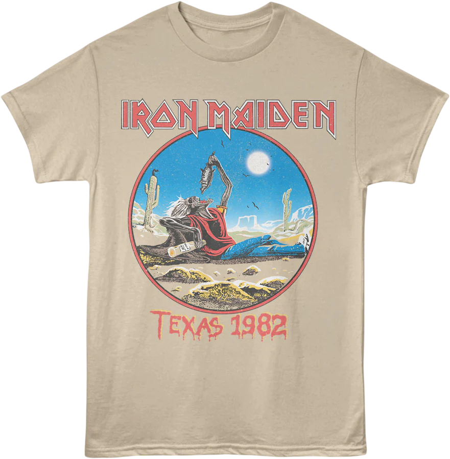 T-shirt Rockinstone Front & Back Texas 1982 Iron Maiden(l)