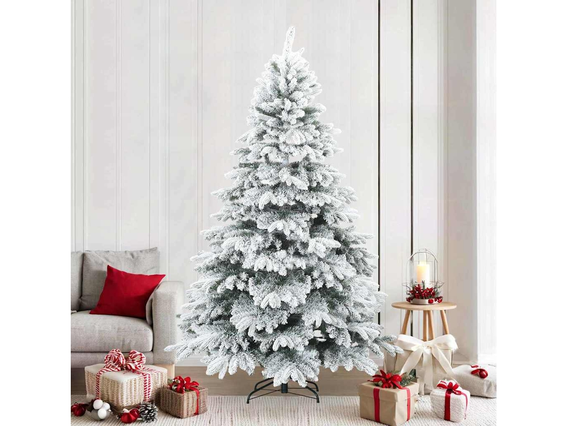 Vidaxl Árvore De Natal Artificial Articulada Nevado Flocked Branco