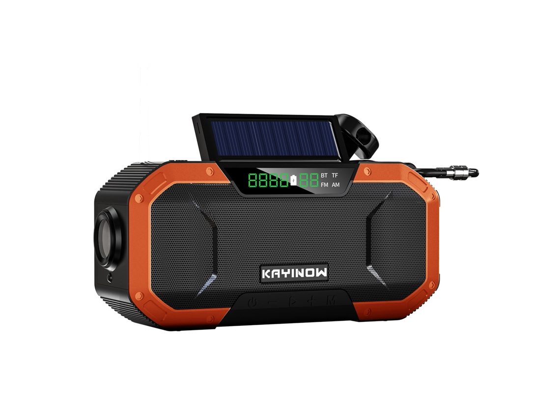 Rádio de Emergência Multifuncional, Alto falante com Alarme Sos, Alto falante Bluetooth 5.0 MDUG (laranja)