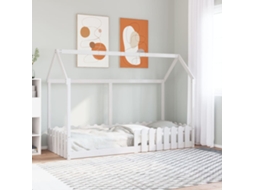 Cama Infantilcama De Criança Formato Casa 80x200 Cm Pinho Maciço Branco Wsd22803 Lovely Home