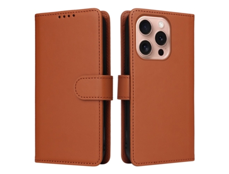 Betopnice Capa Em Couro Pu Destacável 2 Em 1 Para Apple Iphone 16 Pro - Castanho