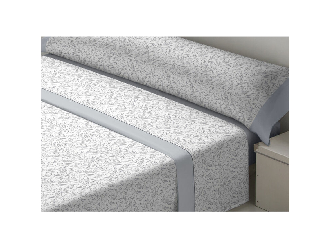 Conjunto De Lençol Dor Tila Algodão Cinzento (120x200)