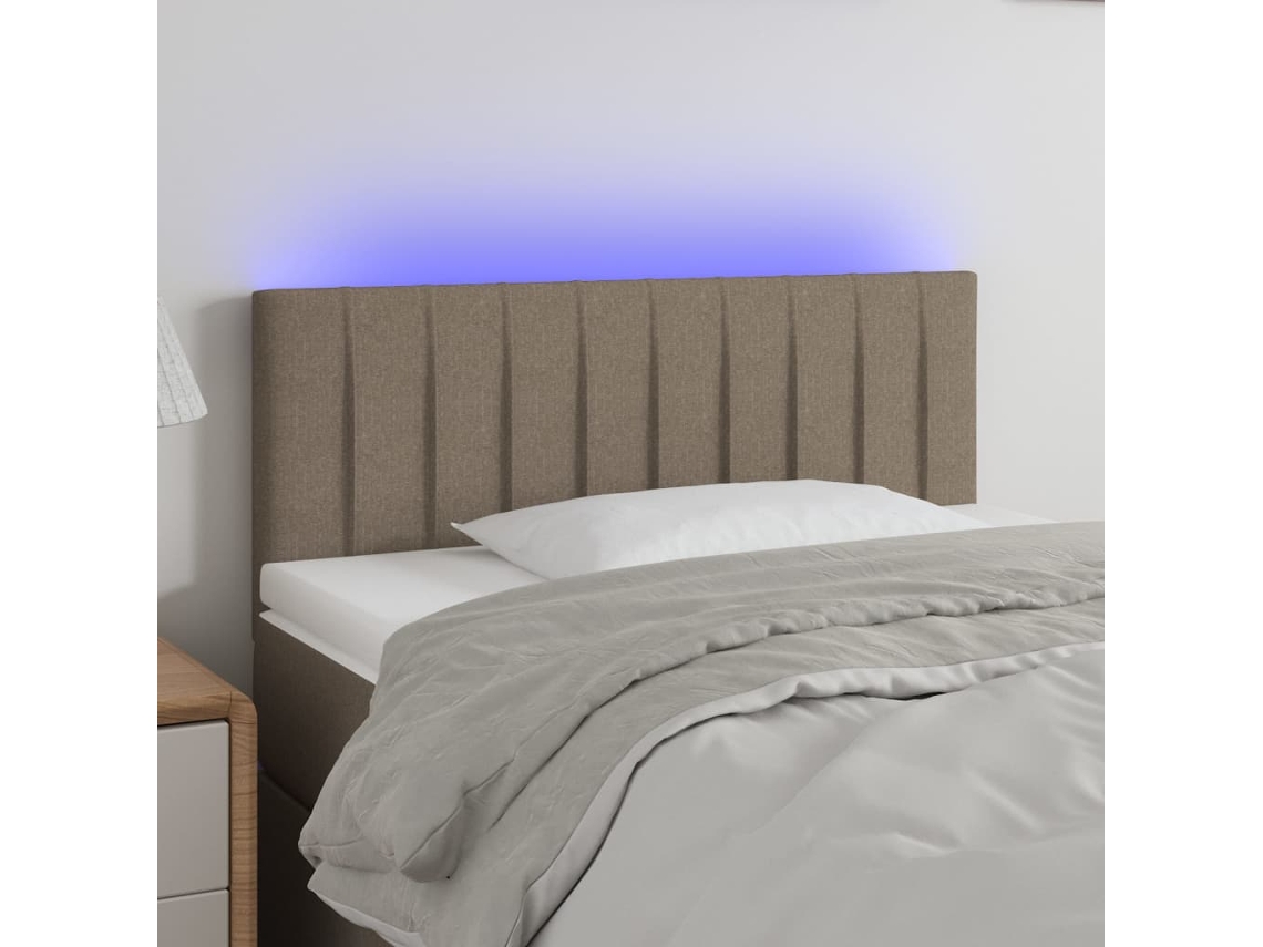 Vidaxl Cabeceira Cama Luzes Led Tecido 90x5x78/88cm Cinza-acastanhado